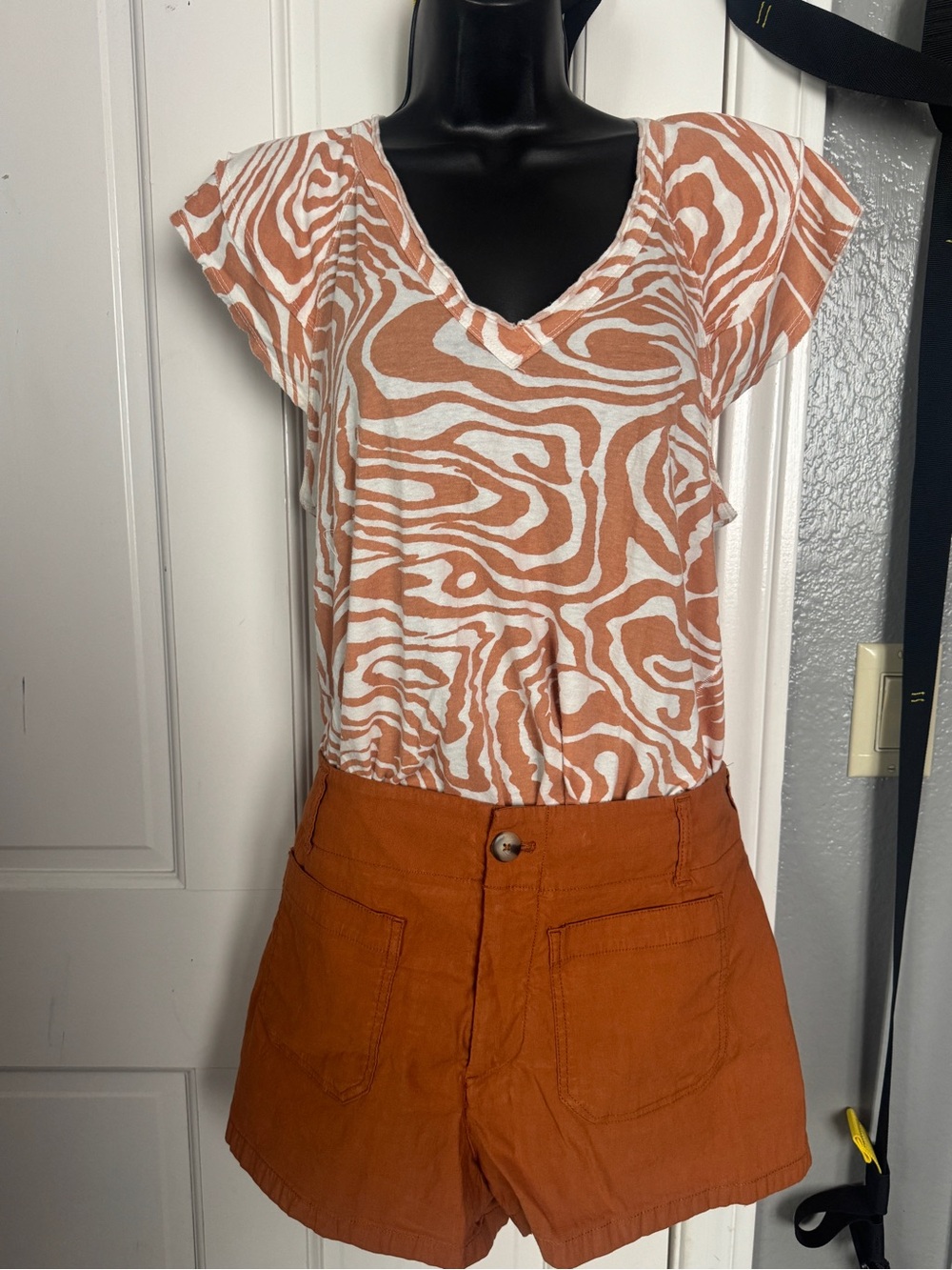 Animal Print V-Neck Top and Collette Shorts to match by Maeve / Anthropologie